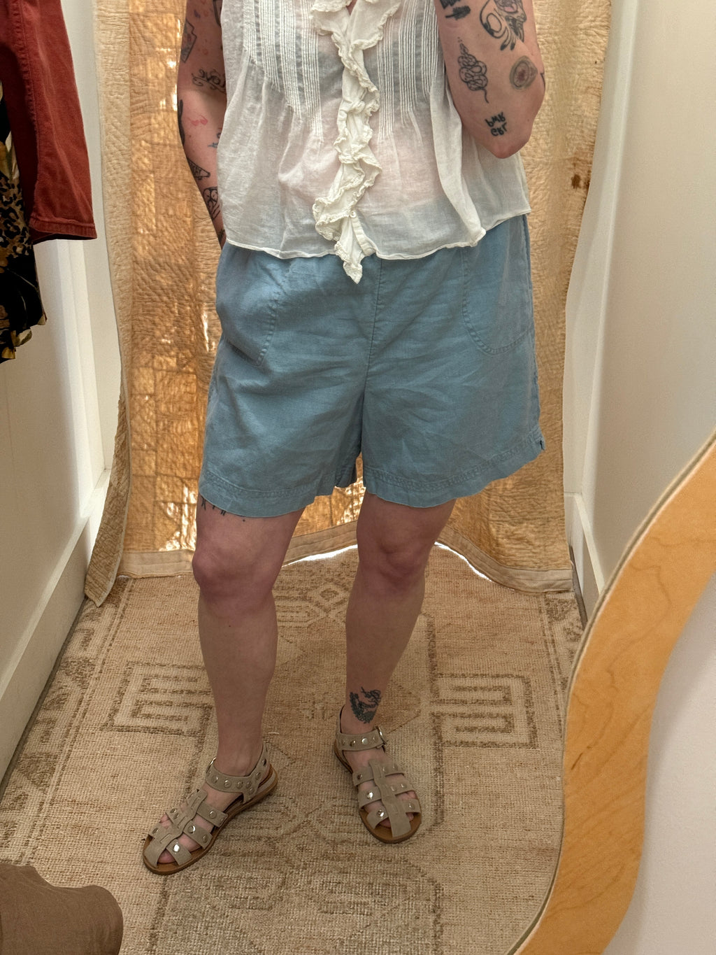 Sky Blue Linen Shorts