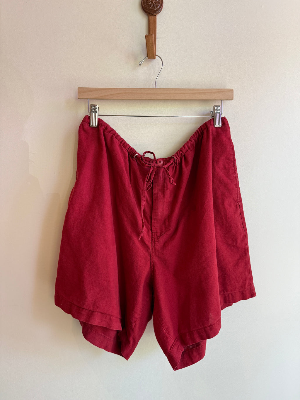 Red Linen Shorts