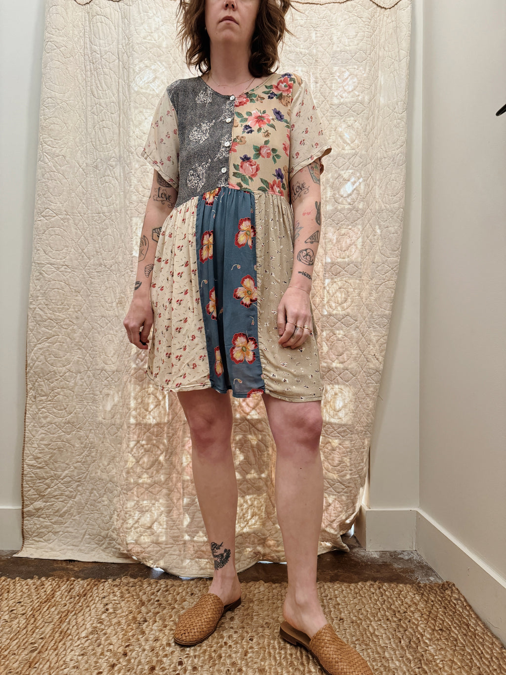 Patchwork Floral Mini Dress