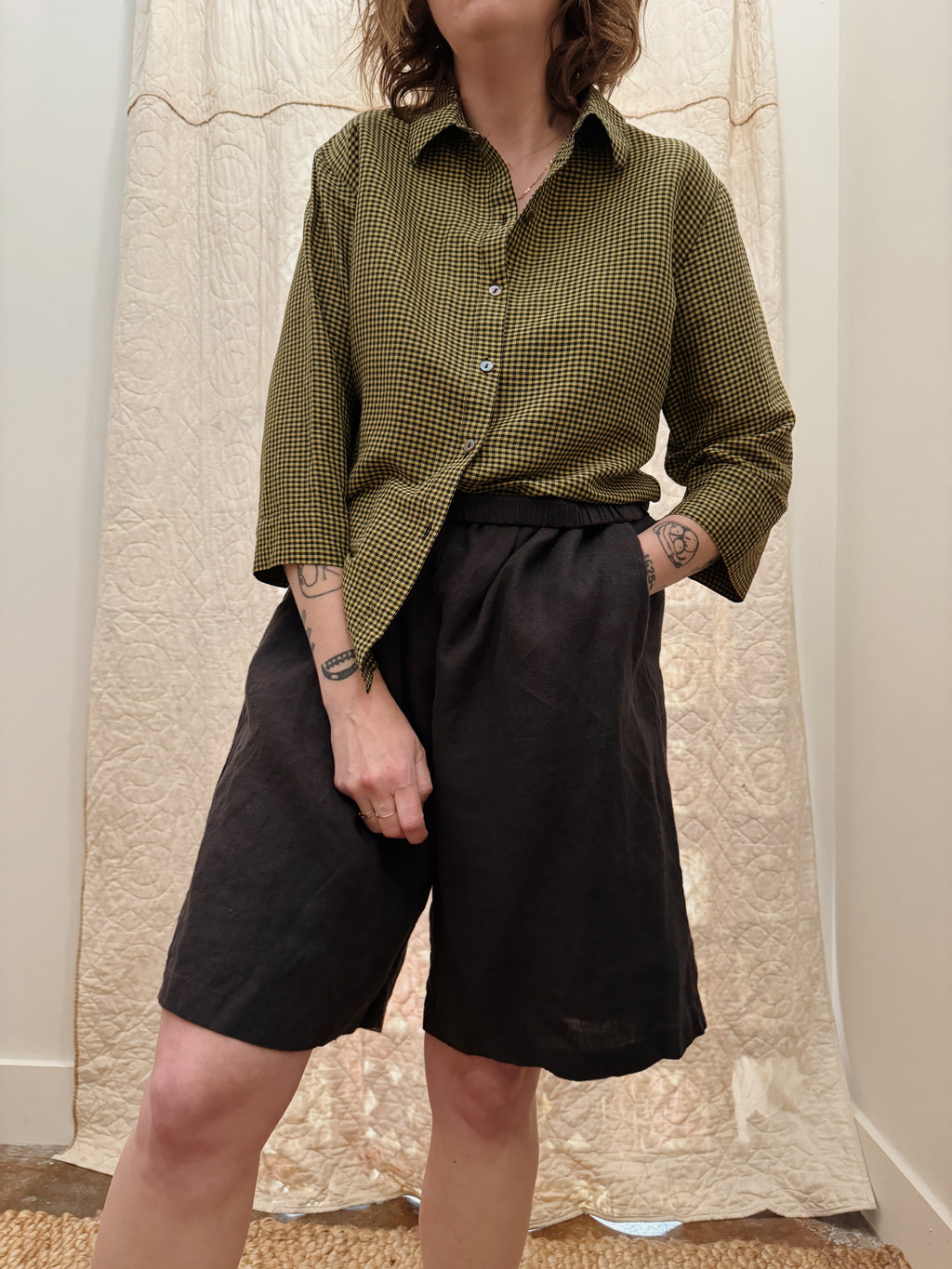 Silk Gingham Blouse