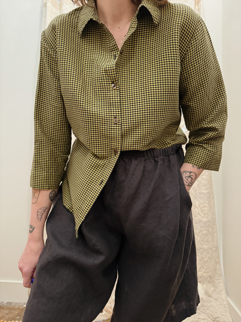 Silk Gingham Blouse