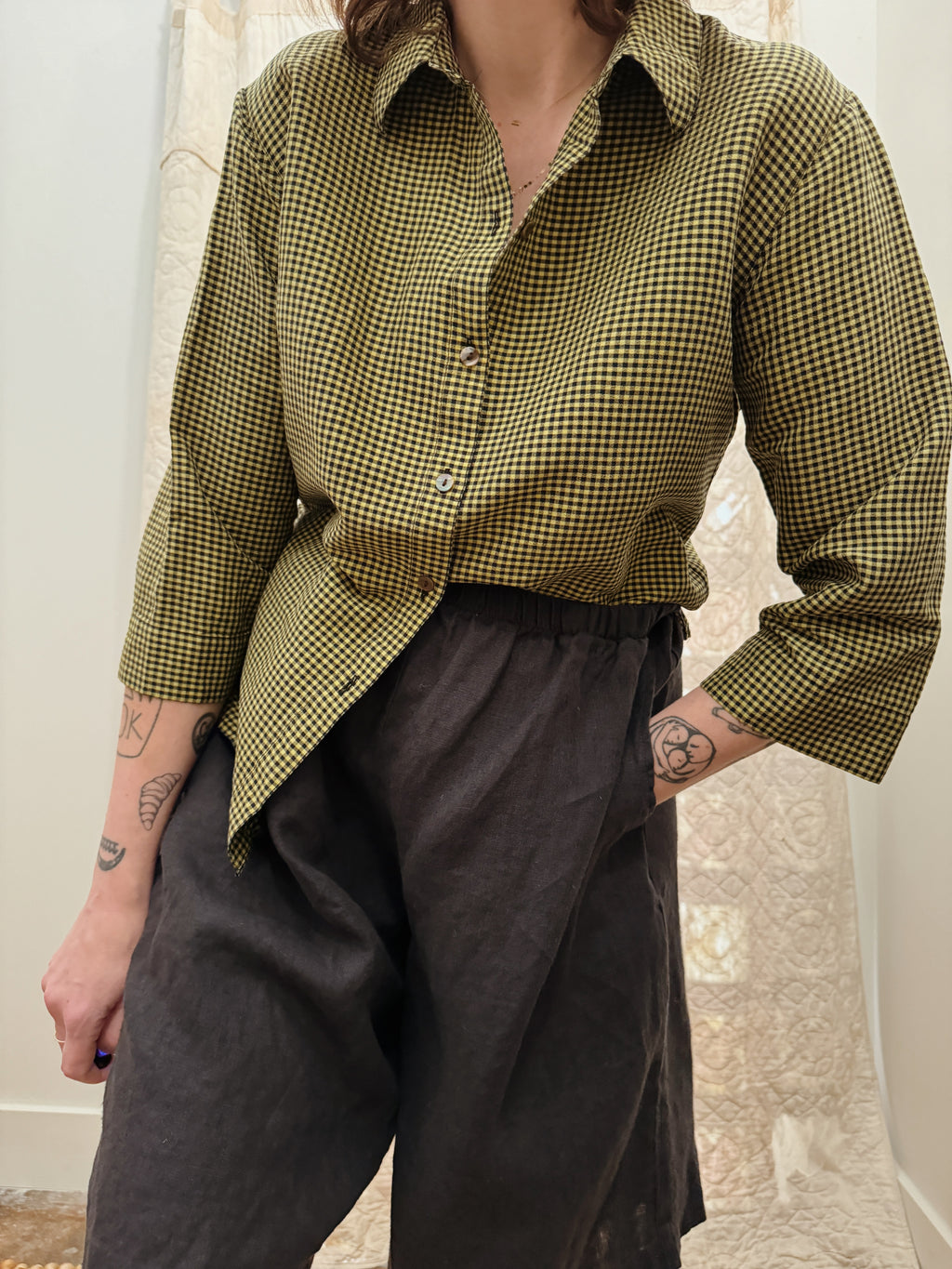 Silk Gingham Blouse