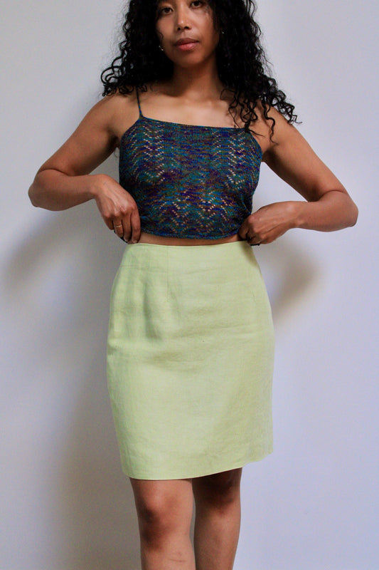 Matcha Linen Mini Skirt