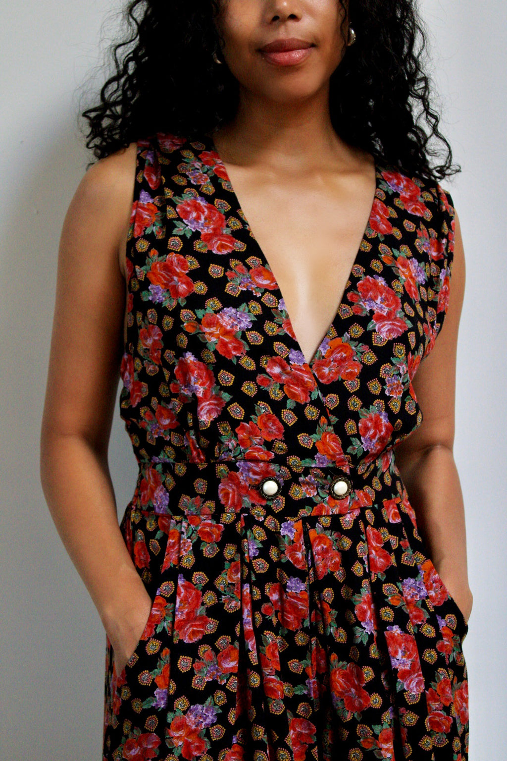 Rose Print Tailored Romper