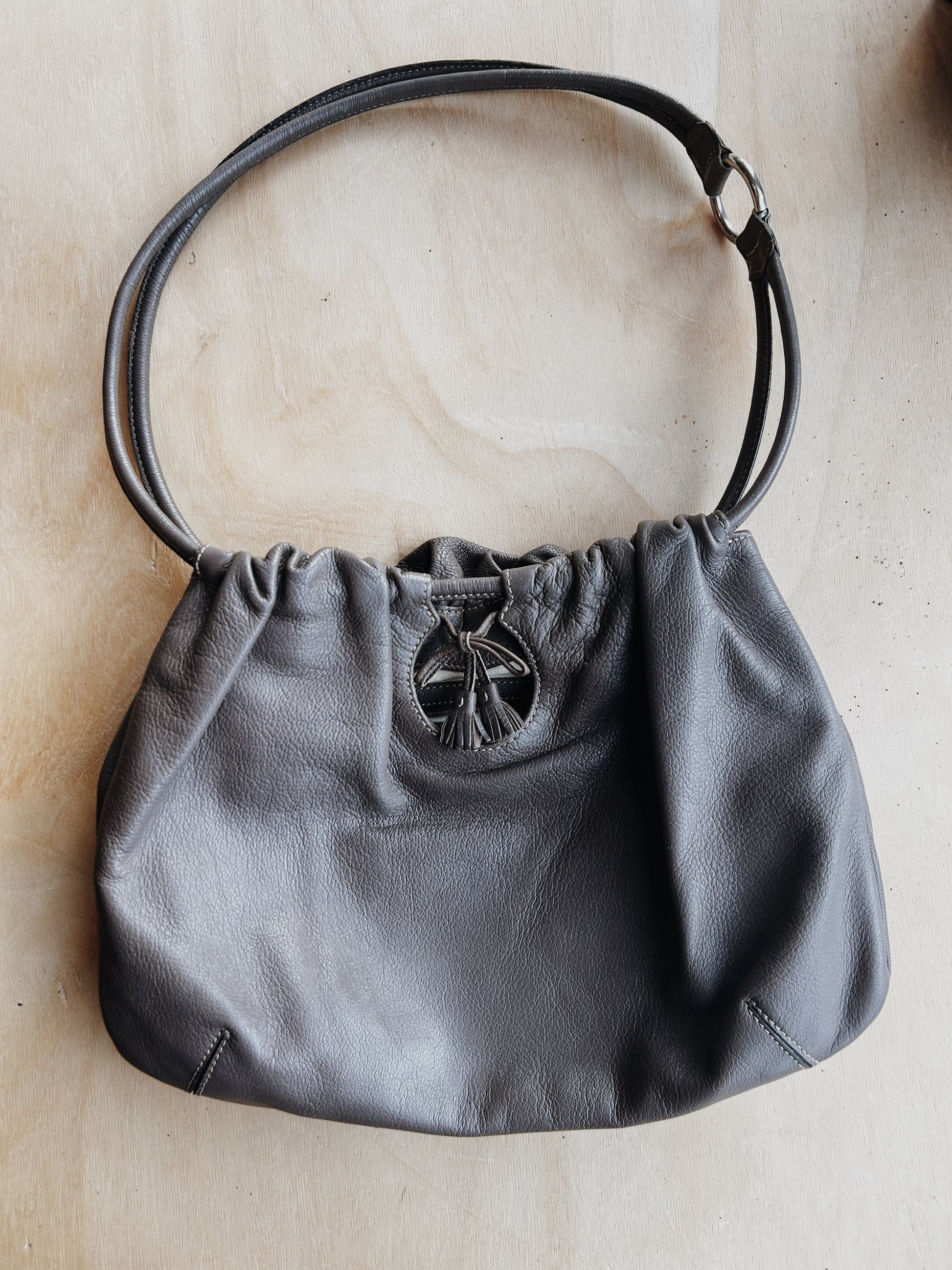 Anya Hindmarch pewter leather shoulder bag