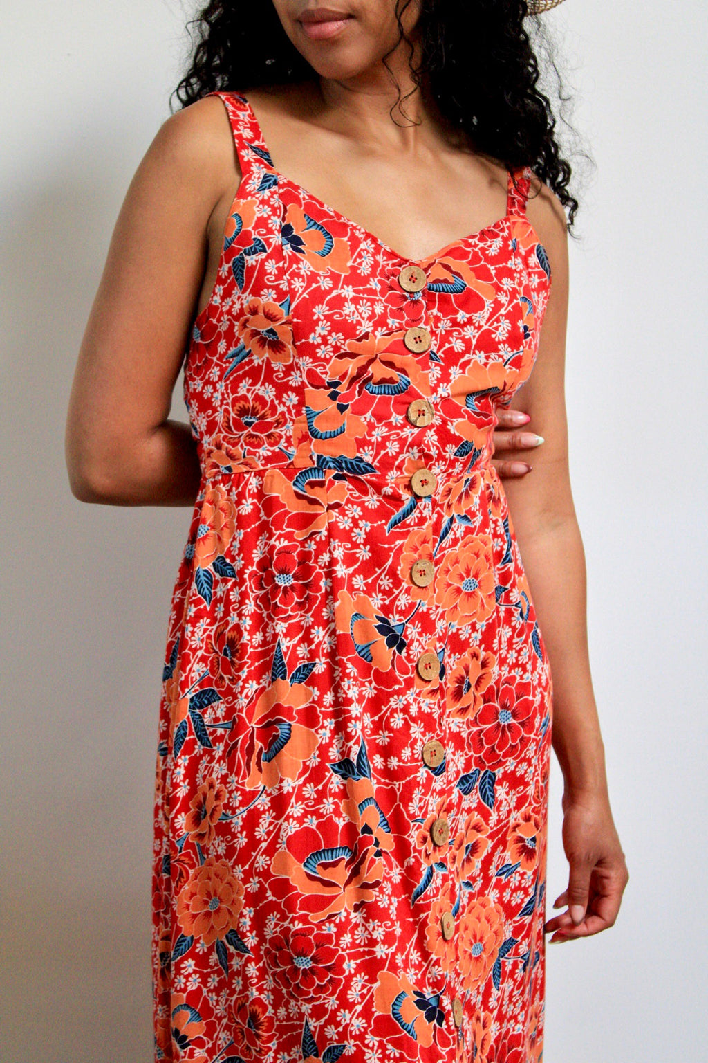 Cut-Out Tropical Midi Dress