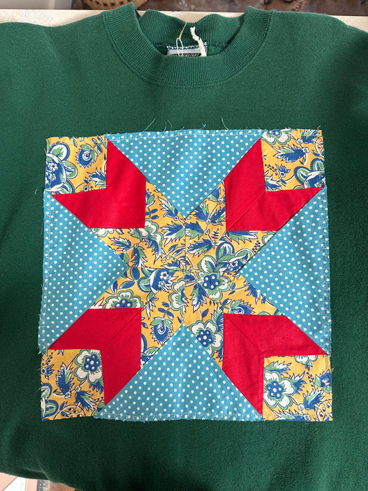 Vintage Quilt-Patch Sweatshirt