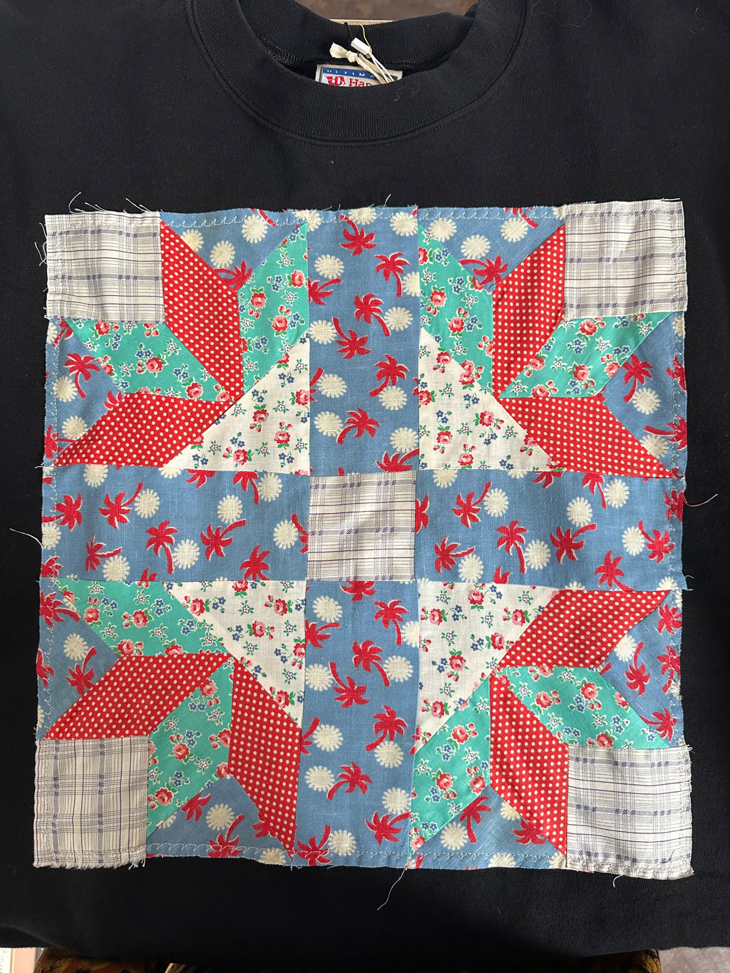 Vintage Quilt-Patch Sweatshirt