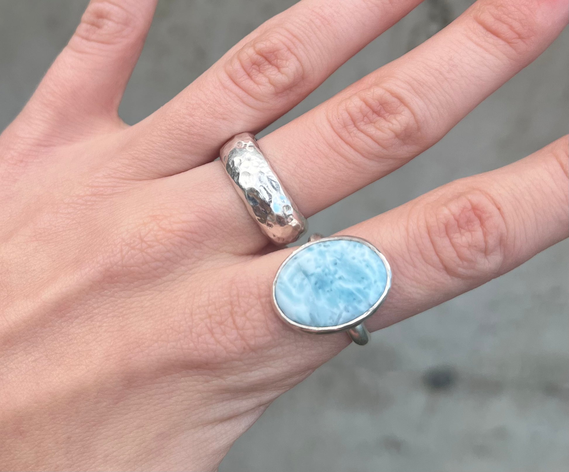 Silver Larimar Ring