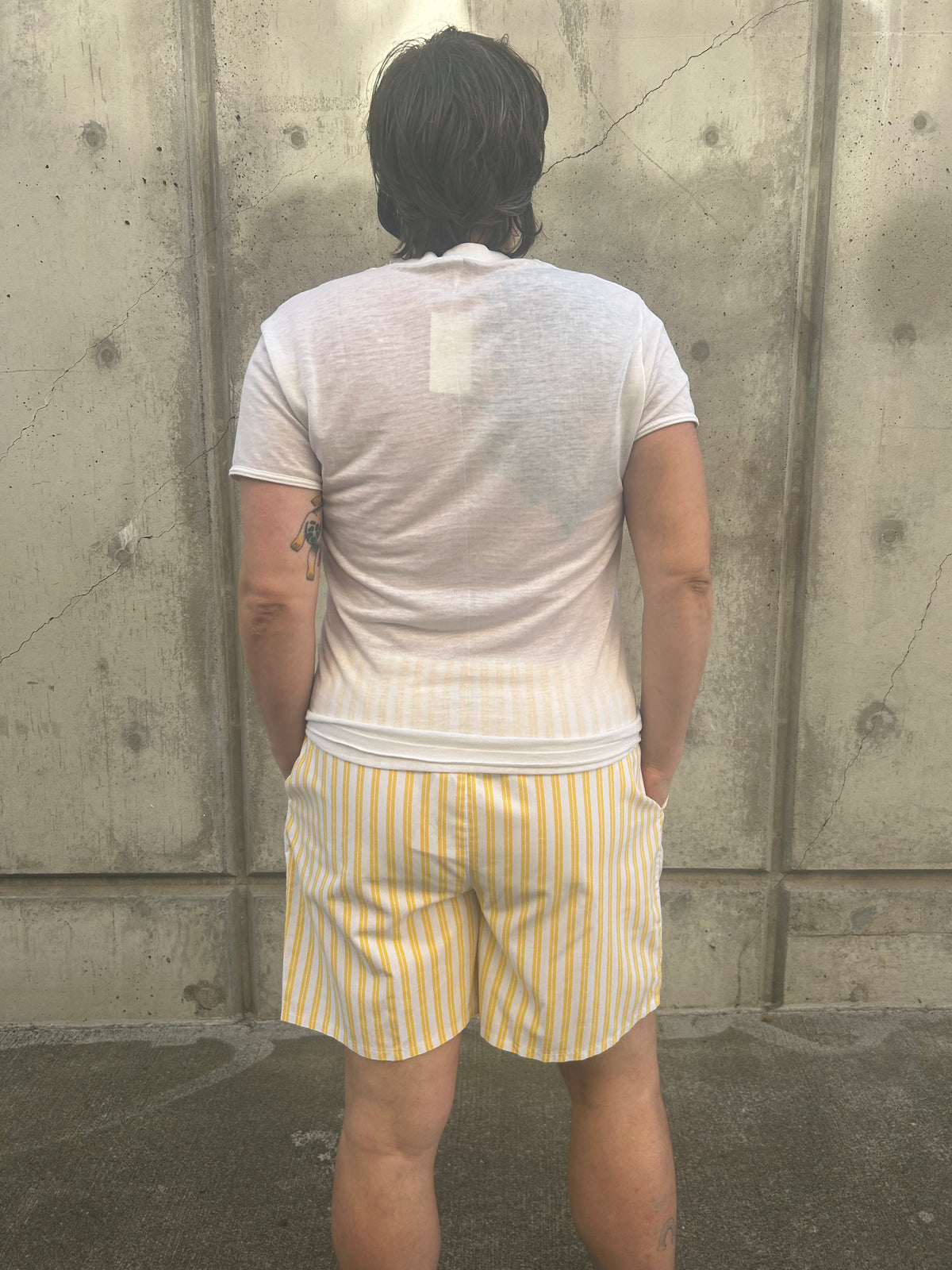 Victoria yellow & white stripe shorts