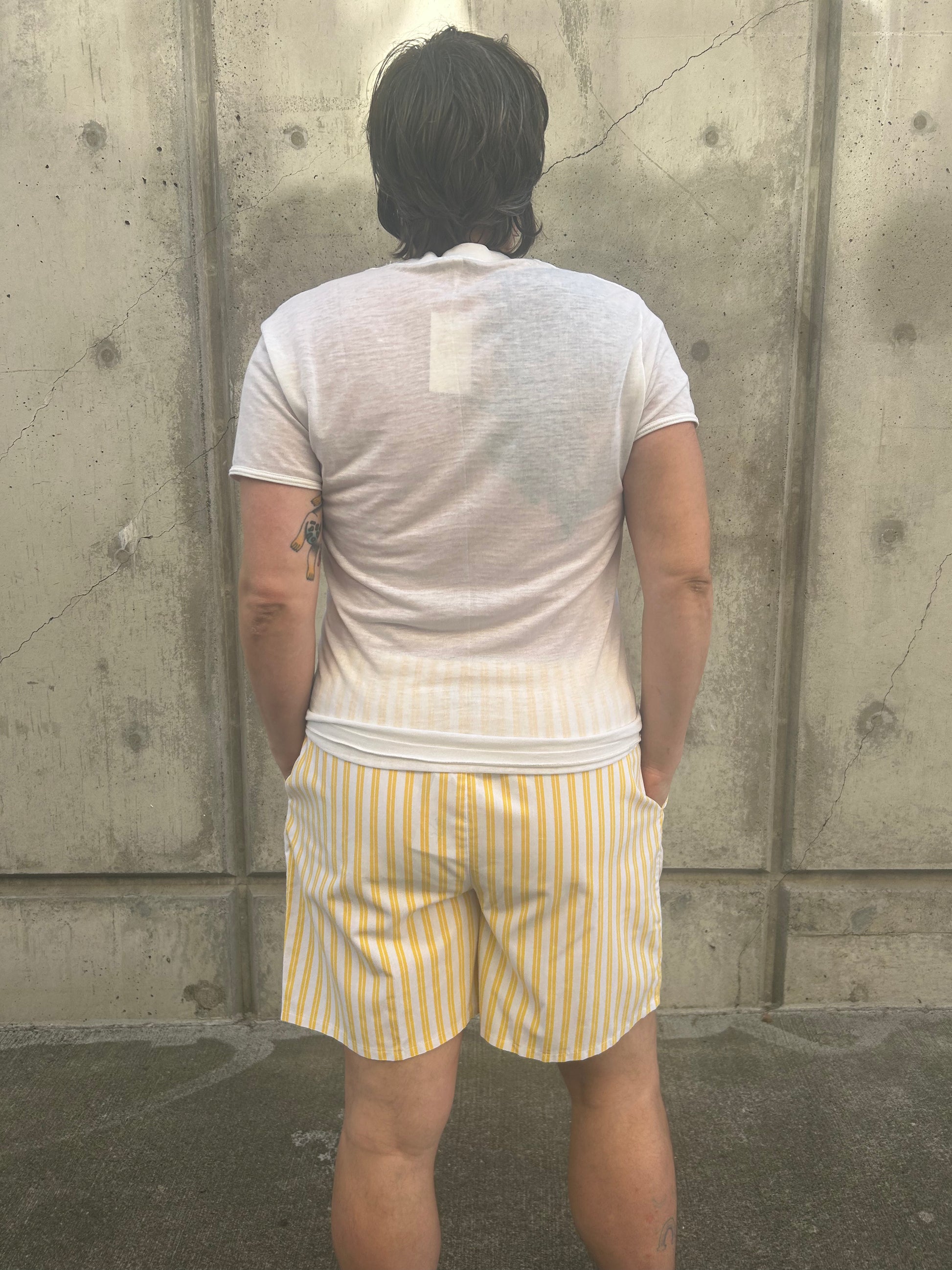 Victoria yellow & white stripe shorts