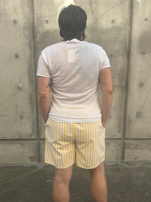 Victoria yellow & white stripe shorts