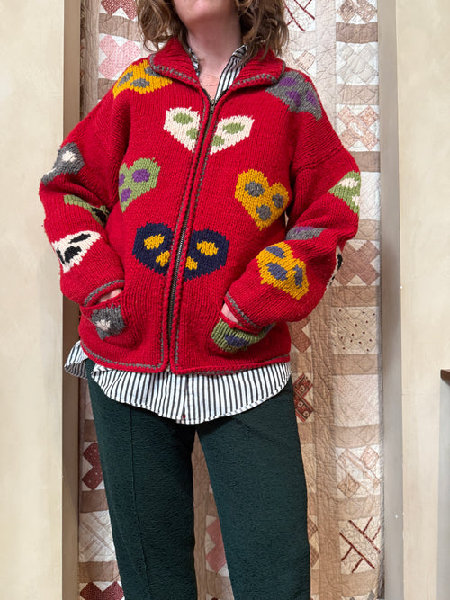 Hearts Wool Zip Cardigan