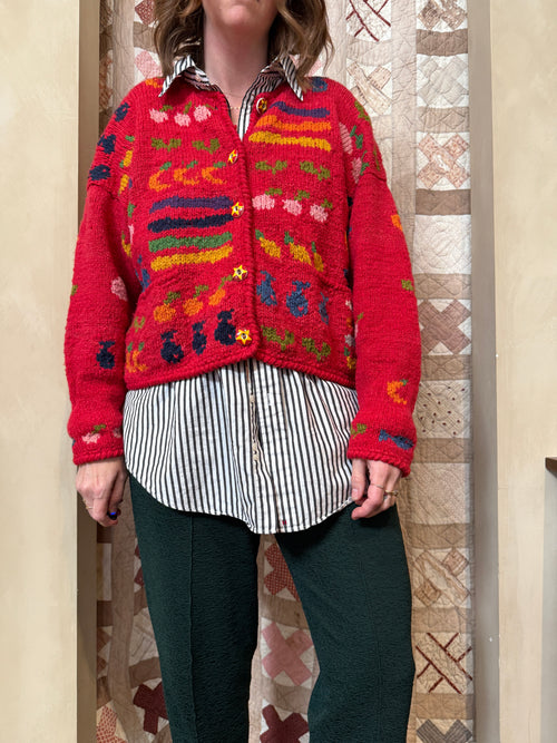 Fishes & Fruits Wool Cardigan