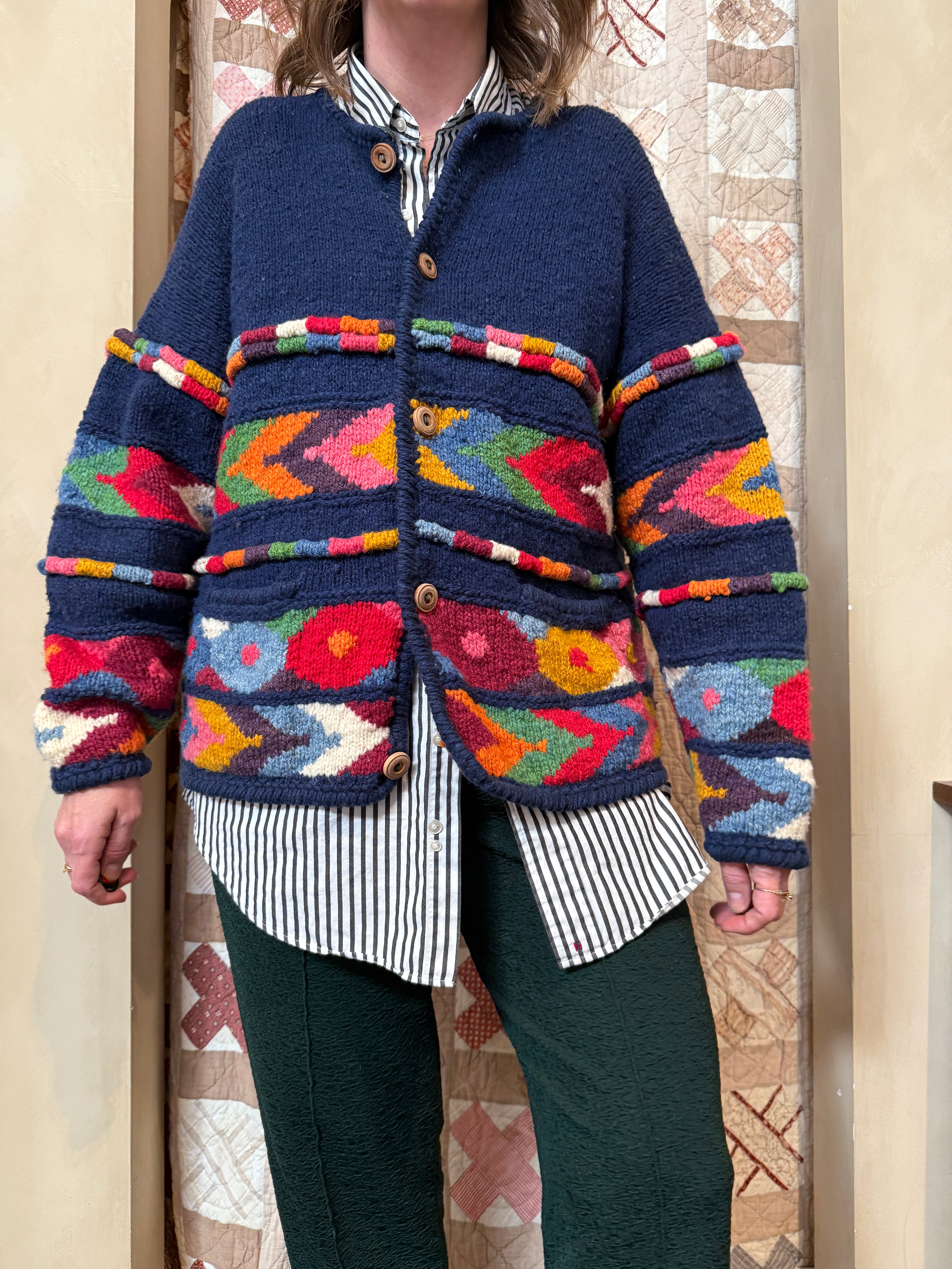 Striped Wool Zip Cardigan – hoste