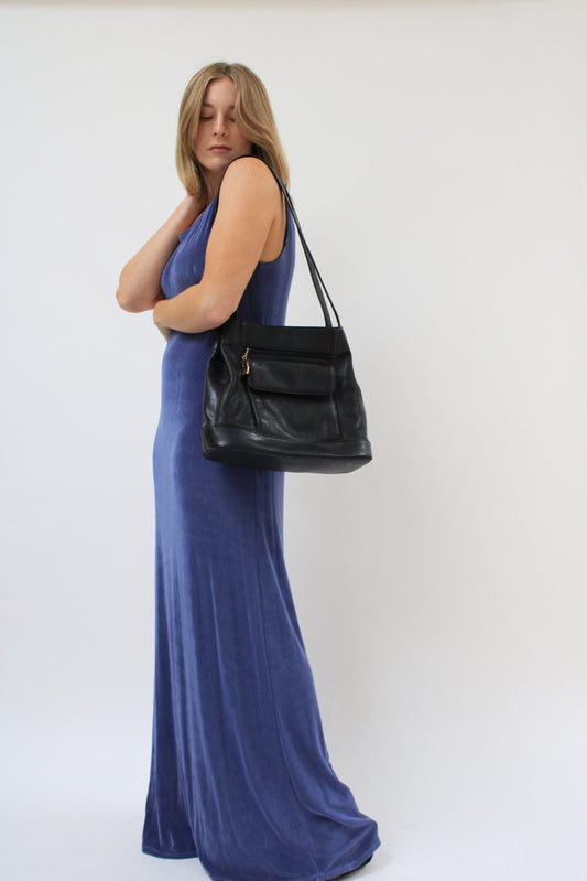 Black Pebbled Leather Shoulder Bag