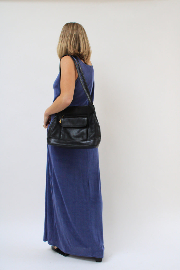 Black Pebbled Leather Shoulder Bag