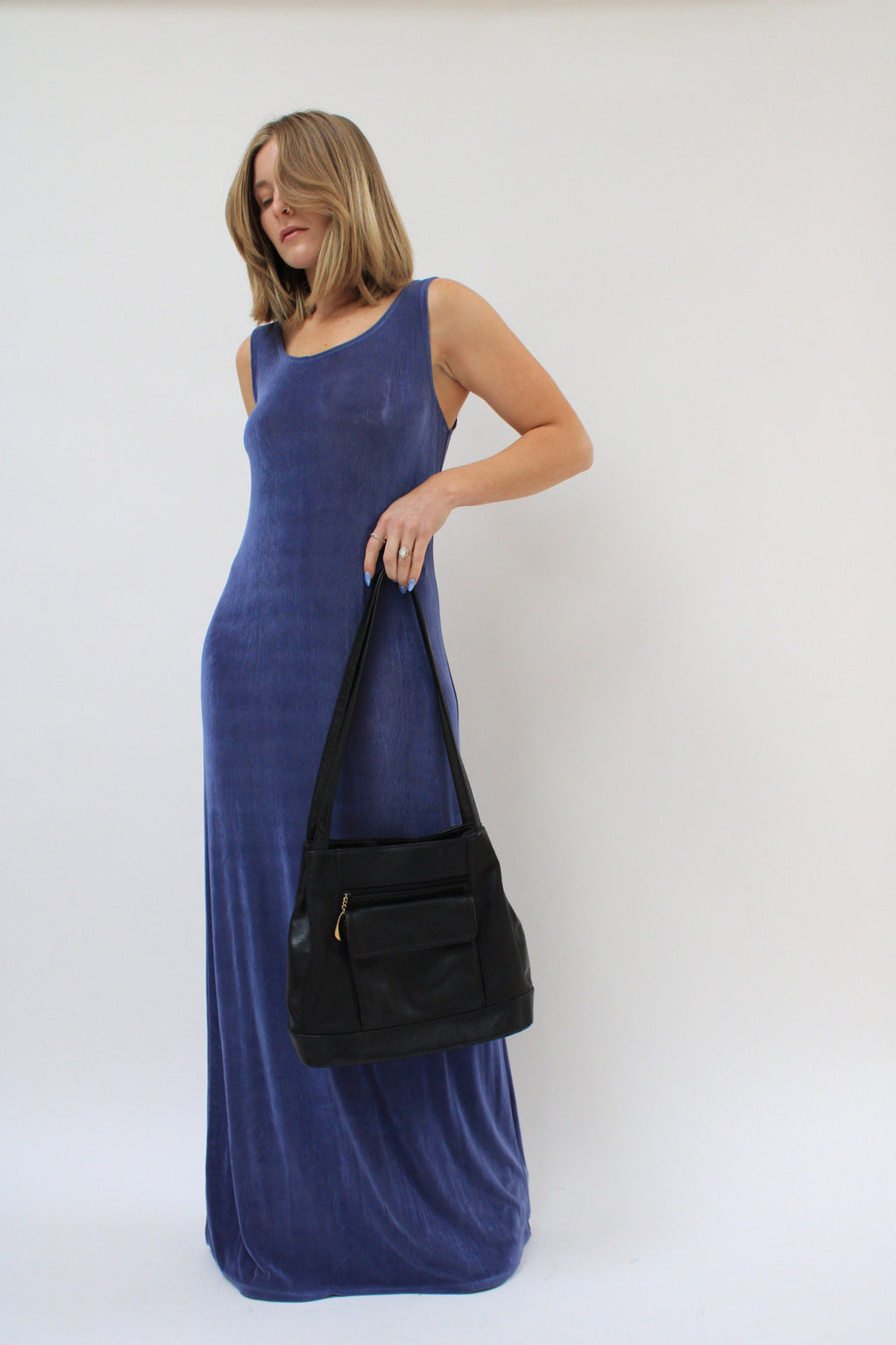 Black Pebbled Leather Shoulder Bag