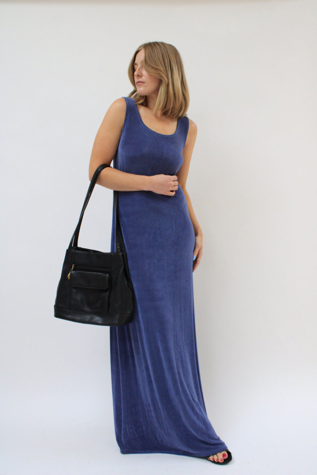 Black Pebbled Leather Shoulder Bag