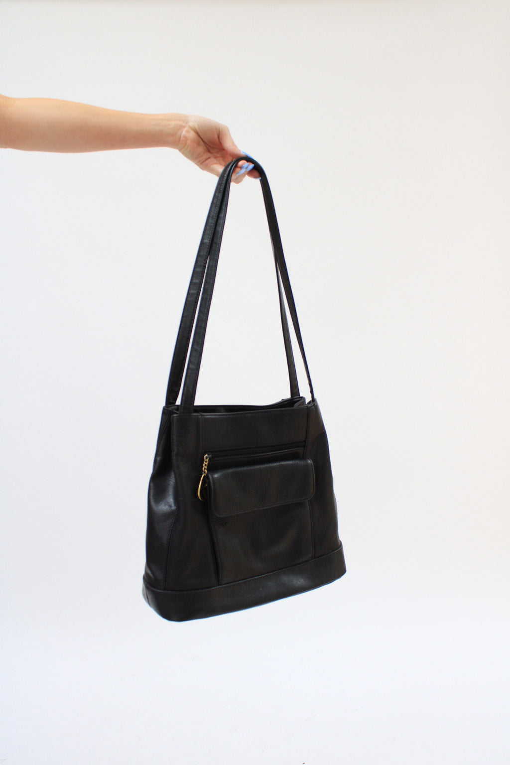 Black Pebbled Leather Shoulder Bag