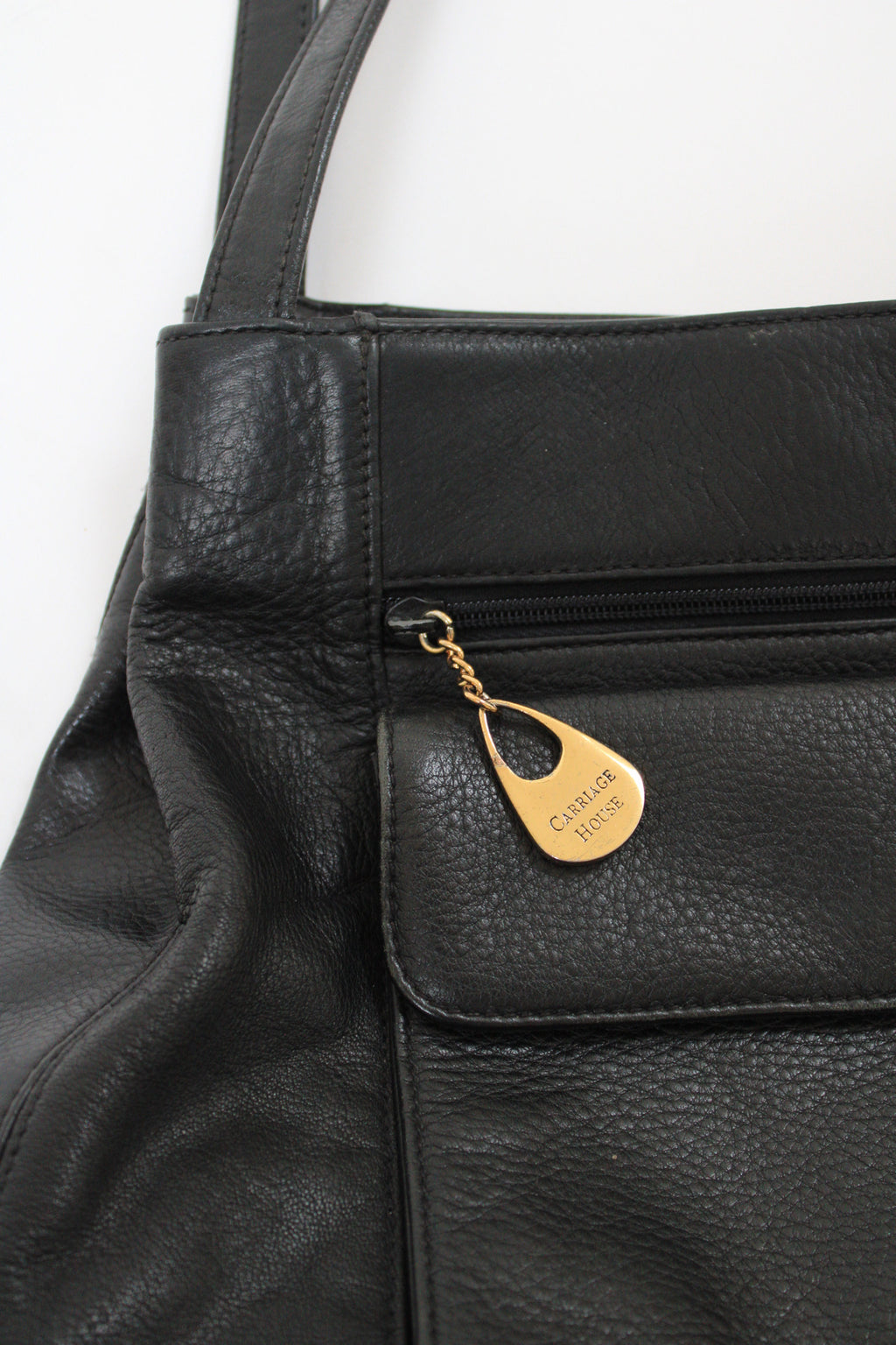 Black Pebbled Leather Shoulder Bag