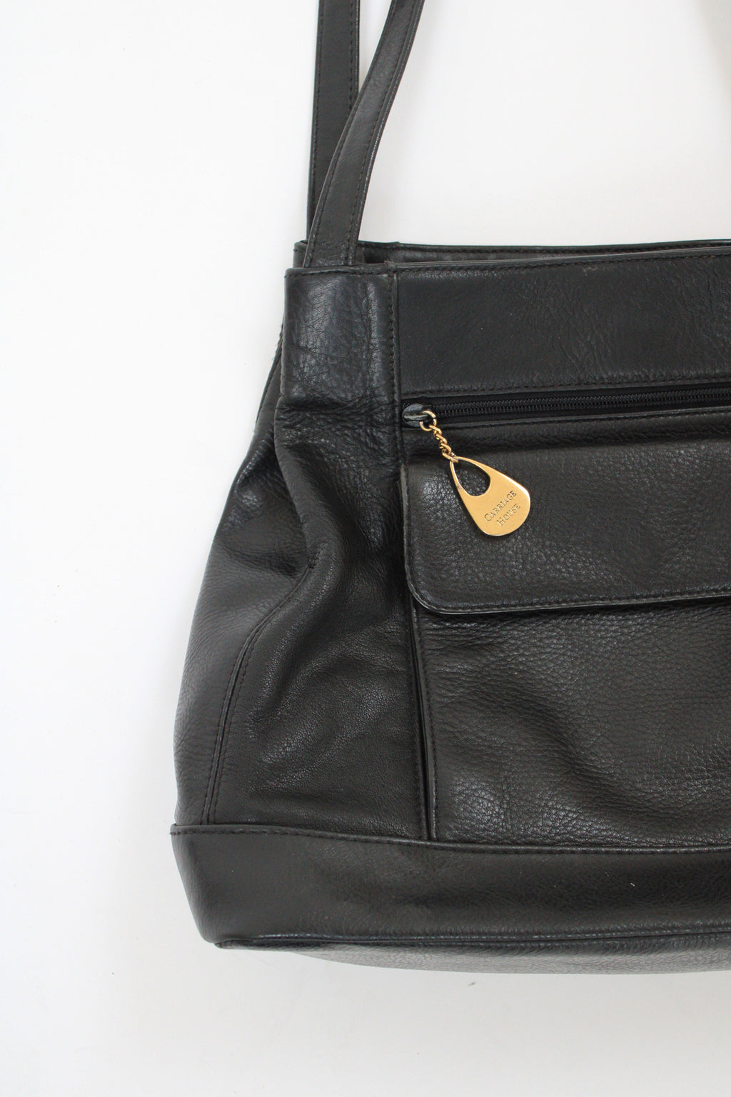 Black Pebbled Leather Shoulder Bag