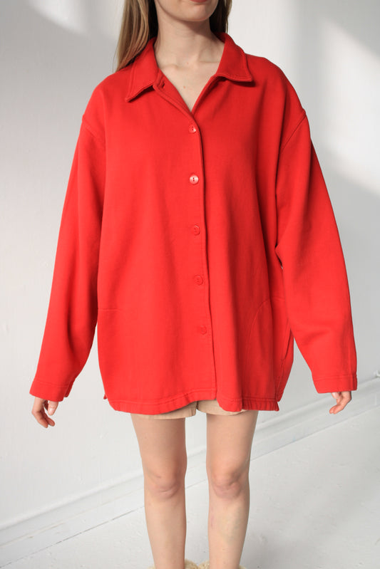 Cherry Button Front Sweatshirt