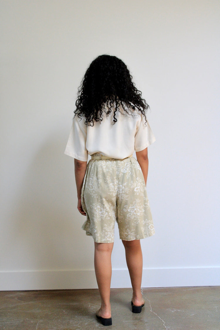 Floral Pleated Trouser Shorts