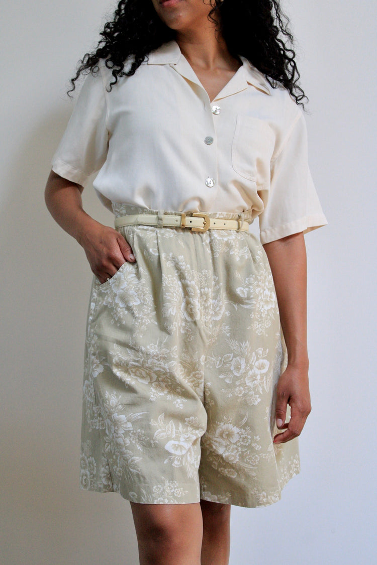 Floral Pleated Trouser Shorts