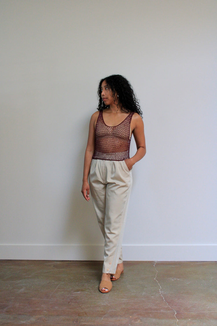 Iridescent Tan Pleated Trousers
