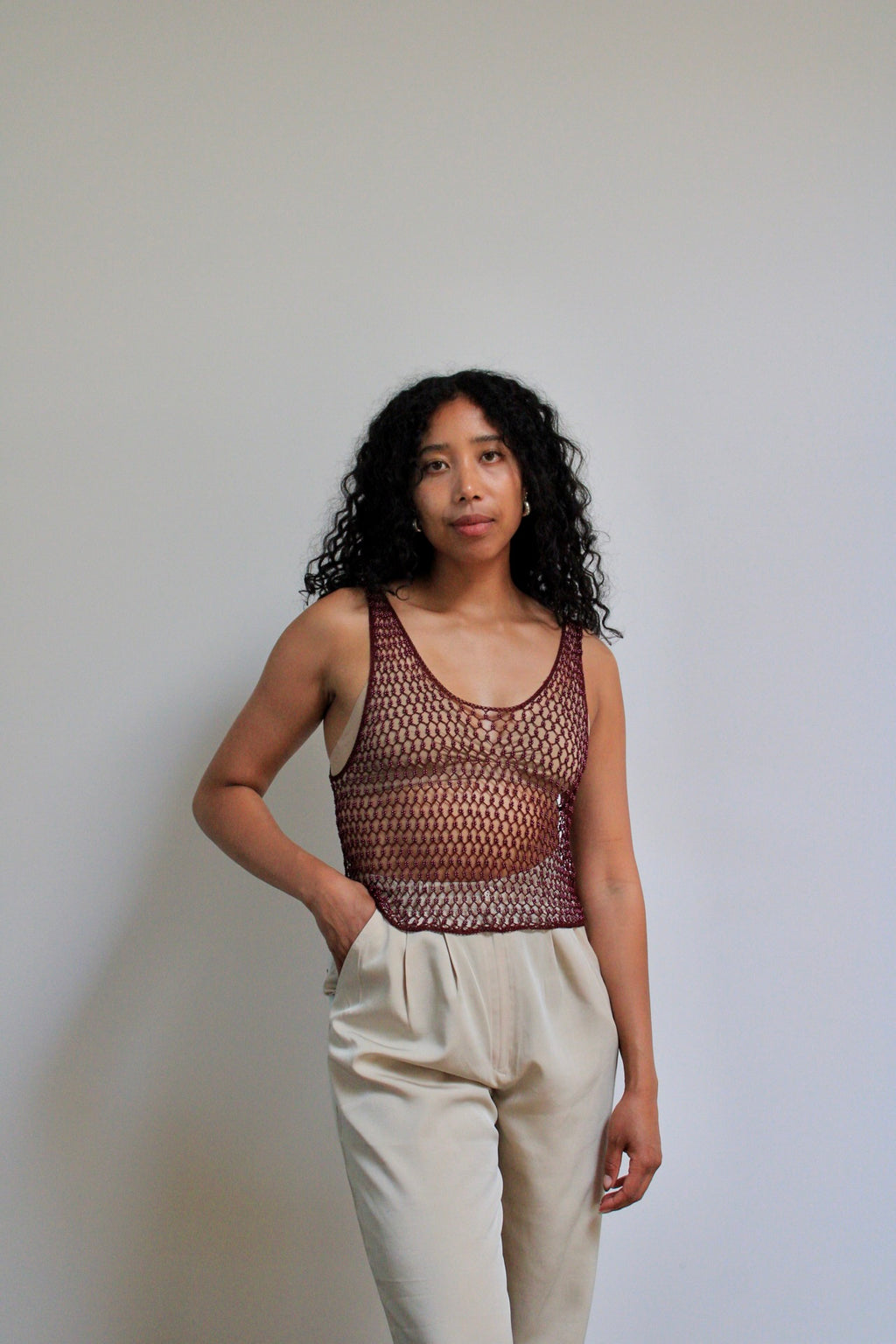 Iridescent Tan Pleated Trousers