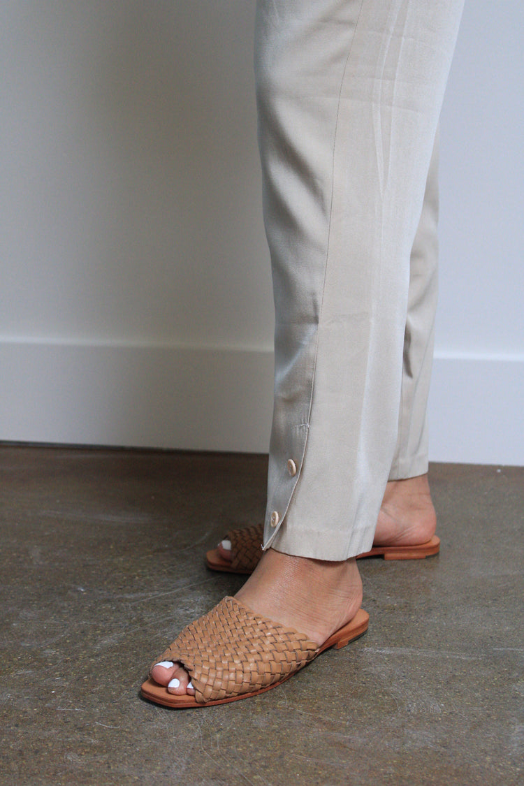 Iridescent Tan Pleated Trousers