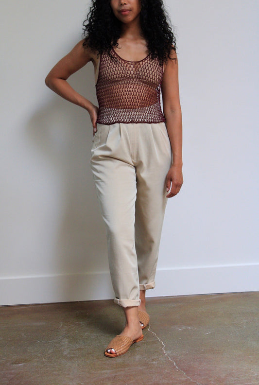 Iridescent Tan Pleated Trousers