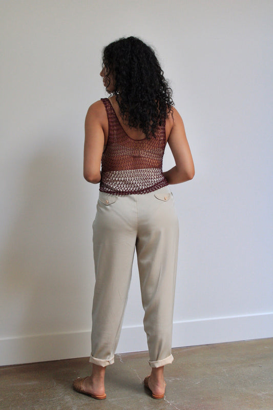 Iridescent Tan Pleated Trousers