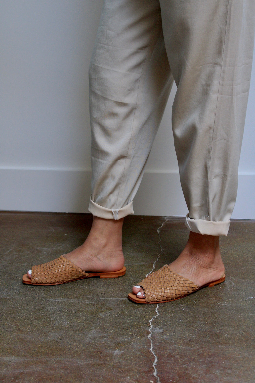 Iridescent Tan Pleated Trousers