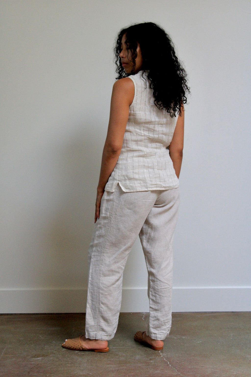 Open Weave Linen Sleeveless Top