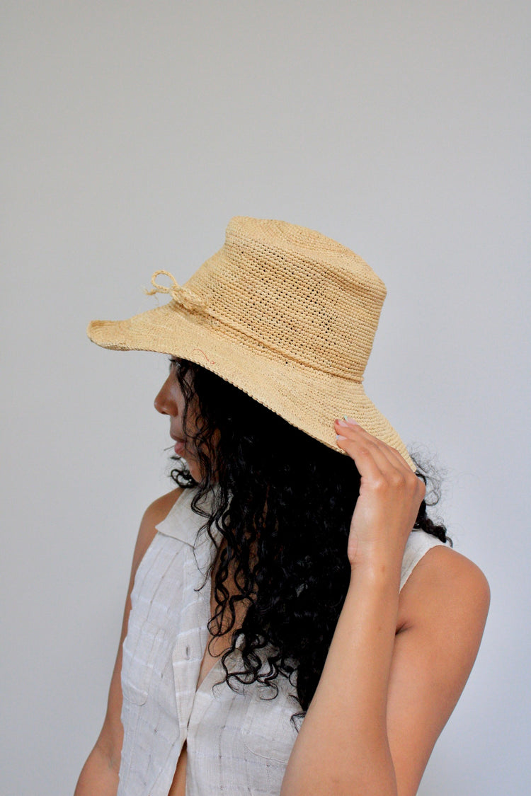 Natural Straw Woven Bucket Hat