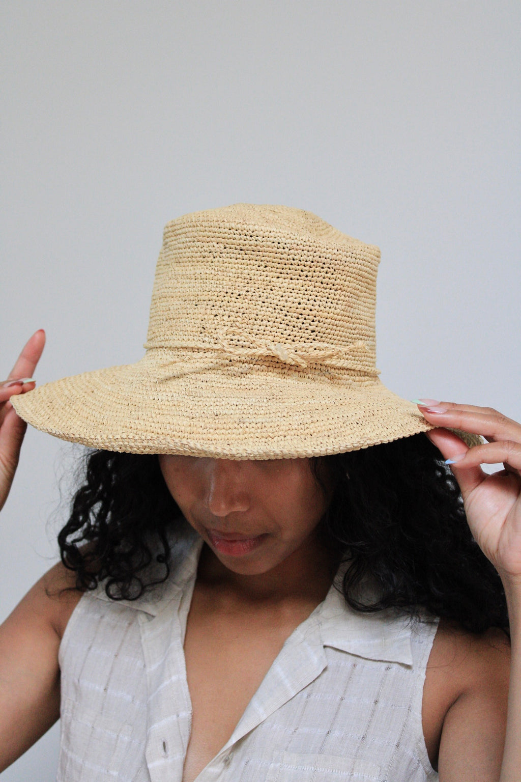 Natural Straw Woven Bucket Hat