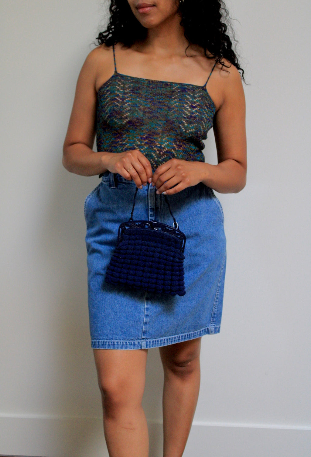 Mid-Wash Denim Mini Skirt
