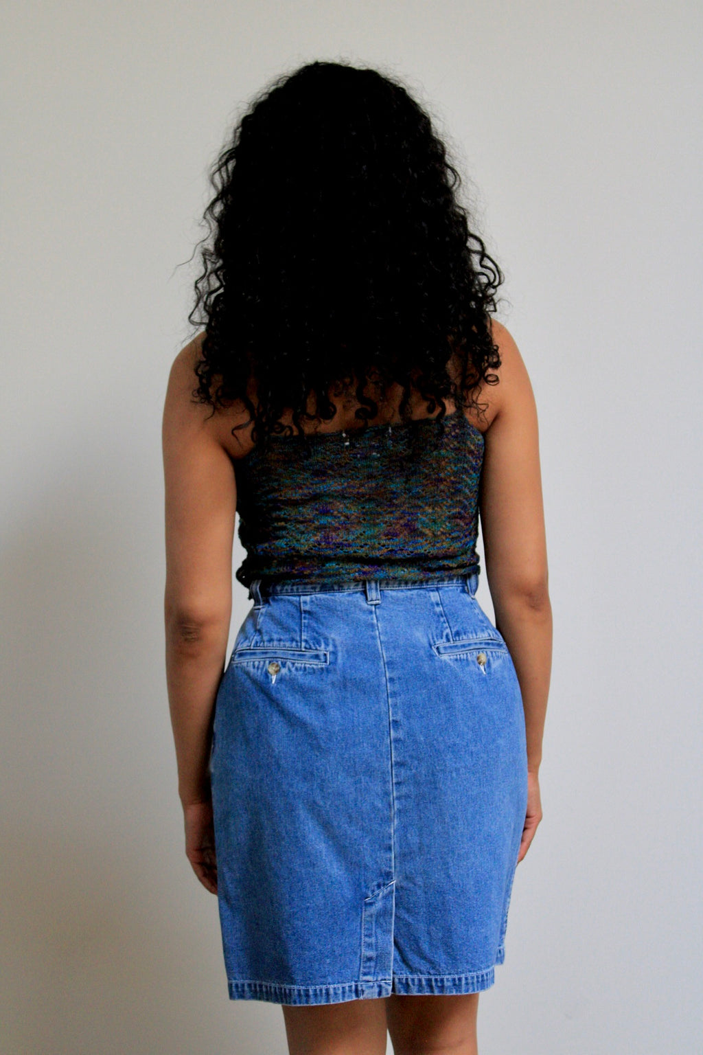 Mid-Wash Denim Mini Skirt