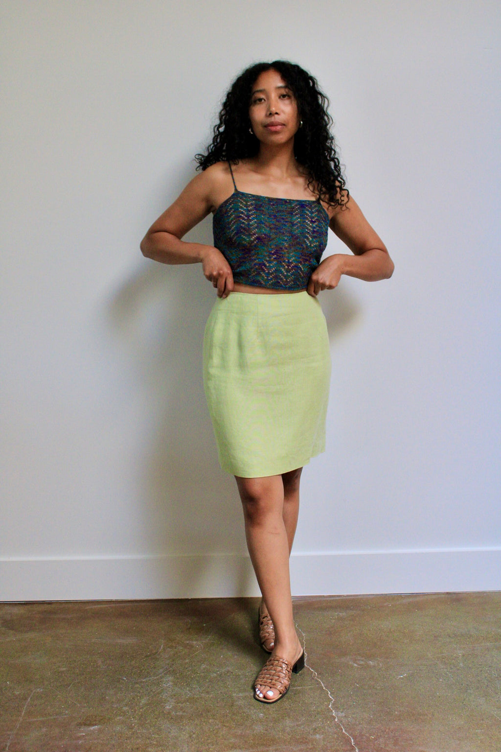 Matcha Linen Mini Skirt