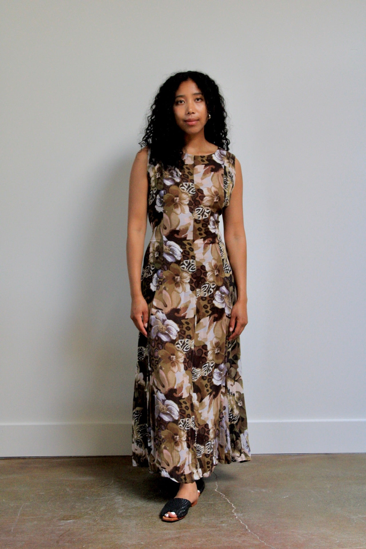 Earthy Floral Maxi Dress