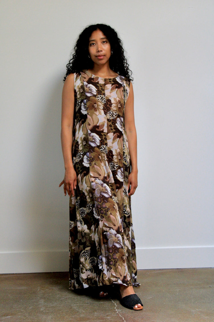 Earthy Floral Maxi Dress