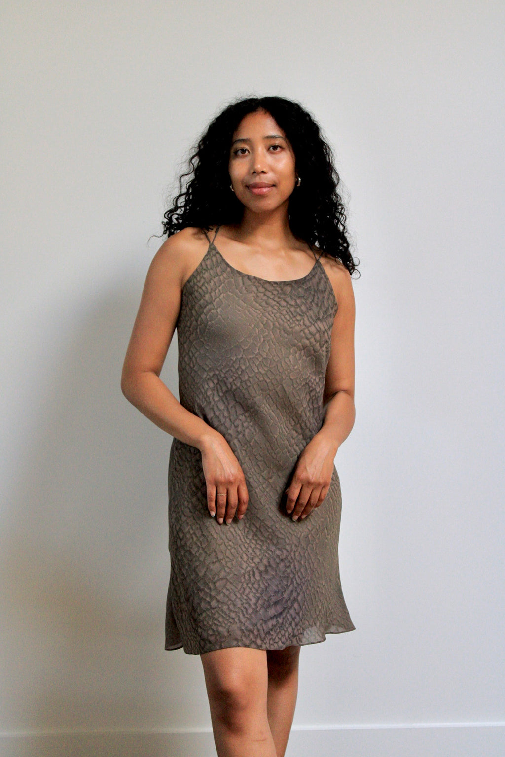 Snake Print Bias Cut Mini Dress