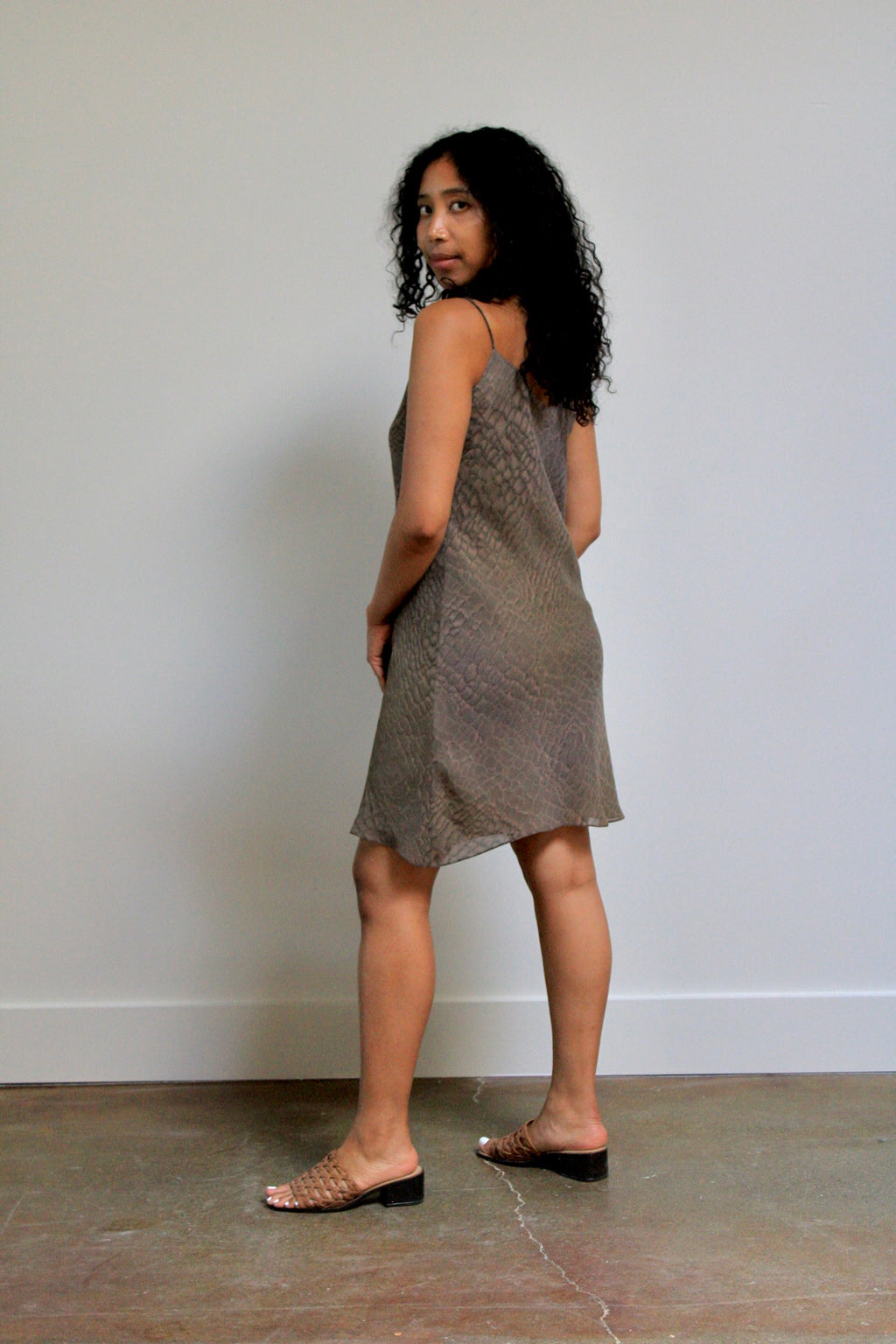Snake Print Bias Cut Mini Dress