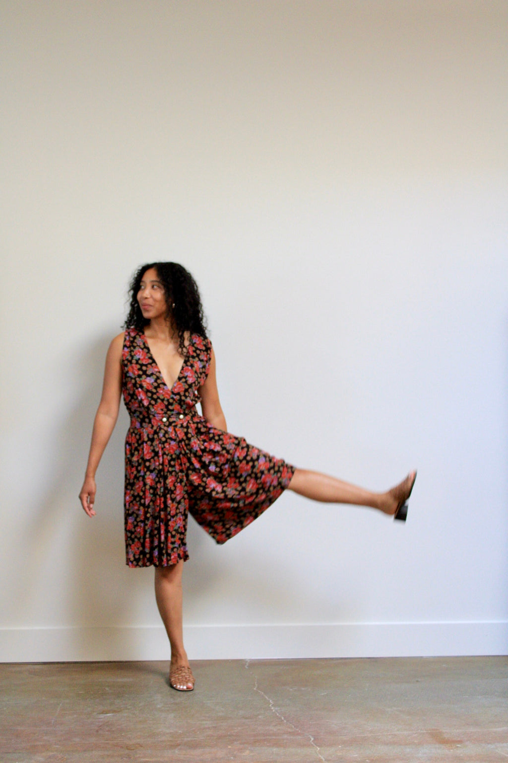 Rose Print Tailored Romper