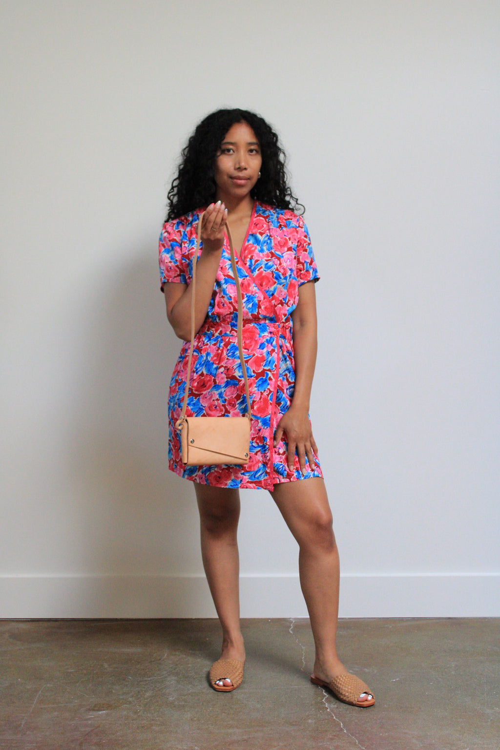 Watercolor Floral Wrap Mini Dress