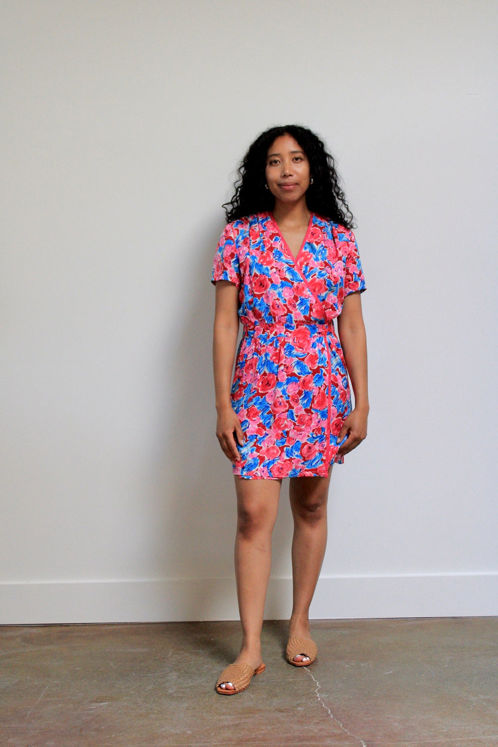 Watercolor Floral Wrap Mini Dress