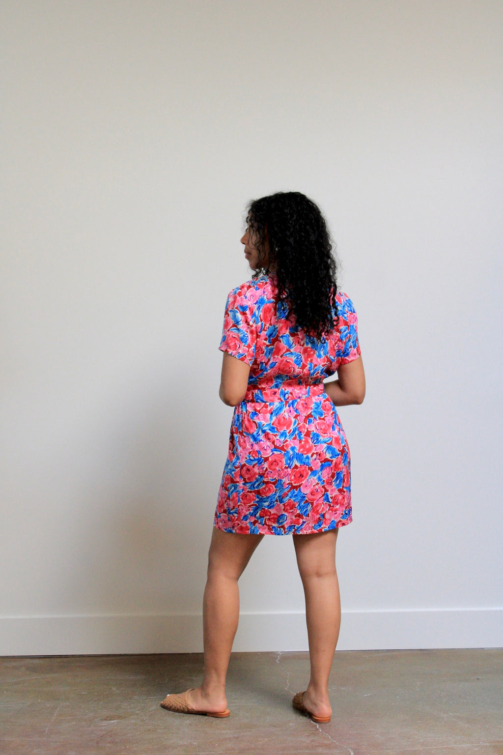 Watercolor Floral Wrap Mini Dress