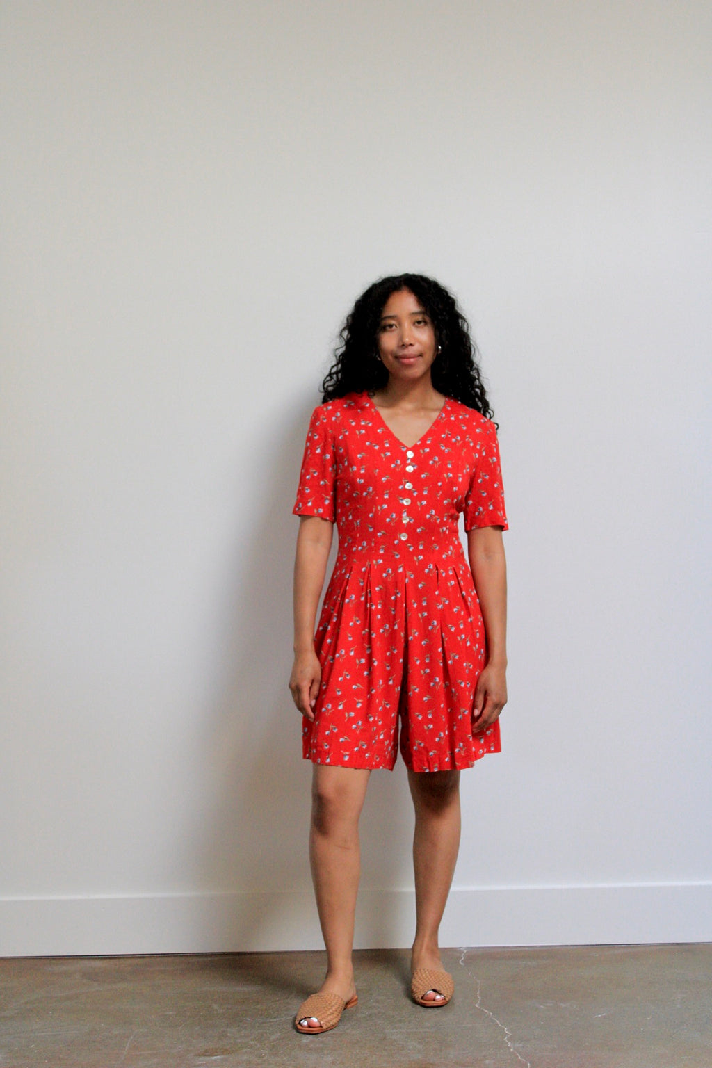 Scarlett Red Tulip Print Romper